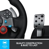 Logitech G29 Driving Force Sort USB 2.0 Rat + Pedaler Analog PC, PlayStation 4, PlayStation 5, Playstation 3 Sort, Rat + Pedaler, PC, PlayStation 4, PlayStation 5, Playstation 3, D-måtte, Analog, Ledningsført, USB 2.0