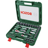 Bosch 1/4" + 1/2" Skraldesæt med topnøgler, 60 dele Grøn