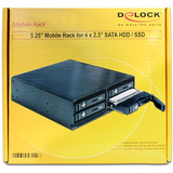 DeLOCK 5,25″ udskiftningsramme til 4 x 2,5″ SATA HDD / SSD, Indramning Sort