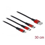 DeLOCK 86708 USB-kabel 0,3 m USB 2.0 USB A Sort, Rød Sort/Rød, 0,3 m, USB A, USB 2.0, Sort, Rød