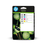 HP Original 937 CMYK-blækpatron, pakke med 4 stk. pakke med 4 stk., Standard udbytte, Sort, Blå, Magenta, Gul, 4 stk, 1250 Sider, 800 Sider, Kombinationspakke
