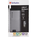 Verbatim 49142 interface hub USB 3.2 Gen 1 (3.1 Gen 1) Type-C 1000 Mbit/s Sort, Sølv, Docking station grå, USB 3.2 Gen 1 (3.1 Gen 1) Type-C, USB 3.2 Gen 1 (3.1 Gen 1) Type-C, MicroSD (TransFlash), 1000 Mbit/s, Sort, Sølv, Metal