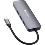 Verbatim CMH-08 USB Type-C 5000 Mbit/s Sølv, Docking station grå, USB Type-C, HDMI, USB 3.2 Gen 1 (3.1 Gen 1) Type-A, USB Type-C, MicroSD (TransFlash), SD, 5000 Mbit/s, 30 Hz, Sølv