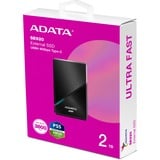 ADATA SE920 Thunderbolt-teknologi 2 TB USB Type-C 3.2 Gen 2 (3.1 Gen 2) Sort, Solid state-drev Sort, 2 TB, USB Type-C, 3.2 Gen 2 (3.1 Gen 2), 3800 MB/s, 40 Gbit/sek., Sort