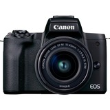 Canon EOS M50 Mark II + M15-45 S EU26 MILC 24,1 MP CMOS 6000 x 4000 pixel Sort, Digital kamera Sort, 24,1 MP, 6000 x 4000 pixel, CMOS, 4K Ultra HD, Berøringsskærm, Sort