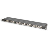 Digitus CAT 6A, klasse E høj tæthed patchpanel, 24 porte, Patch Panel Sort