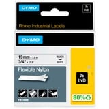 Dymo Rhino industrielle fleksible nylonetiketter | 19 mm x 3,5 m | Sort tryk på gul | Selvklæbende | til Rhino- og LabelManager-etiketmaskiner, Tape 5 m | Sort tryk på gul | Selvklæbende | til Rhino- og LabelManager-etiketmaskiner, Sort på gul, Flerfarvet, Nylon, -10 - 80 °C, UL 969, DYMO