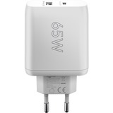 goobay USB-C dobbelt hurtigoplader, PD, GaN, 65 watt Hvid