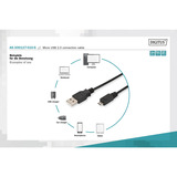 Digitus USB 2.0 tilslutningskabel USB-A (stik) > Micro-USB (stik) Sort