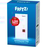 FRITZ! 2700 Bridges og Repeaters Hvid/grå, Repeater 2700, Netværksgentager, 125 Mbit/s, Wi-Fi, Ethernet LAN, Hvid