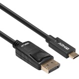 Lindy 43307 videokabel adapter 10 m USB Type-C DisplayPort Sort Sort, 10 m, USB Type-C, DisplayPort, Hanstik, Hanstik, Lige
