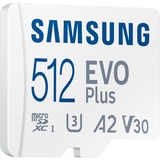 SAMSUNG EVO Plus microSD-hukommelseskort Hvid, 512 GB, MicroSDXC, Klasse 10, UHS-I, 130 MB/s, 130 MB/s