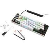 Sharkoon SGK50 S4 tastatur RF trådløs + USB QWERTY Portugisisk Hvid, Gaming-tastatur Hvid/Sort, PT-layout, Kalih rød, 60%, RF trådløs + USB, QWERTY, RGB LED, Hvid