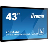 iiyama ProLite TF4339MSC-B1AG computerskærm 109,2 cm (43") 1920 x 1080 pixel Fuld HD LED Berøringsskærm Multibruger Sort, Offentlig visning Sort, 109,2 cm (43"), 1920 x 1080 pixel, Fuld HD, LED, 8 ms, Sort