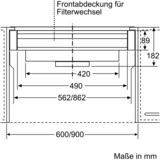 Bosch DWZ1IX1C6 emhætte tilbehør Emhætte, genbrugssæt, Konvertering sæt Sølv, Emhætte, genbrugssæt, Sølv, 5 dB, 100 m³/t