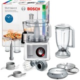 Bosch MC812S814 foodprocessor 1250 W 3,9 L Rustfrit stål, Hvid Hvid/børstet rustfrit stål, 3,9 L, Rustfrit stål, Hvid, Dreje, CE, EAC, VDE, Plast, 1250 W