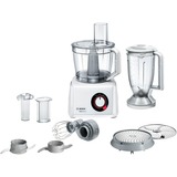 Bosch MC812W501 foodprocessor 1000 W 3,9 L Hvid Indbyggede vægte Hvid, 3,9 L, Hvid, Dreje, Slå, Blande, Hakke, Skære, Mikse, Puré, 1,5 L, CE, EAC, VDE