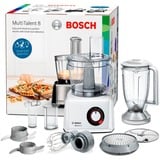 Bosch MC812W501 foodprocessor 1000 W 3,9 L Hvid Indbyggede vægte Hvid, 3,9 L, Hvid, Dreje, Slå, Blande, Hakke, Skære, Mikse, Puré, 1,5 L, CE, EAC, VDE