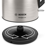 Bosch TWK3P420 elkedel 1,7 L 2400 W Sort, Rustfrit stål rustfrit stål/Sort, 1,7 L, 2400 W, Sort, Rustfrit stål, Rustfrit stål, Vandmåler, Overophedningsbeskyttelse