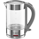 Bosch TWK7090B elkedel 1,5 L 2200 W Grå rustfrit stål/Lys grå, 1,5 L, 2200 W, Grå, Glas, Vandmåler, Overophedningsbeskyttelse
