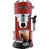DeLonghi Dedica Style EC 685.R Semi-auto Espressomaskine 1,1 L Rød, Espressomaskine, 1,1 L, Kaffekapsel, Malet kaffe, 1300 W, Sort, Rød, Sølv