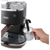 DeLonghi Icona Vintage Fuld-auto Espressomaskine 1,4 L Sort/højglans sølv, Espressomaskine, 1,4 L, Kaffekapsel, Malet kaffe, 1100 W, Sort