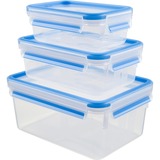 Emsa 508566 enhed til madopbevaring Rektangulær Sæt Transparent 3 stk, Boks gennemsigtig/Blå, Sæt, Rektangulær, Transparent, Termoplastisk elastomer (TPE), Tyskland, 167 mm