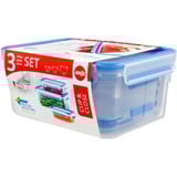 Emsa 508566 enhed til madopbevaring Rektangulær Sæt Transparent 3 stk, Boks gennemsigtig/Blå, Sæt, Rektangulær, Transparent, Termoplastisk elastomer (TPE), Tyskland, 167 mm