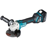 Makita Vinkelsliber DGA513RTJ (18V 5.0 Ah) Blå/Sort, inkls. 2 stk. batterier, oplader, samt MAC PAC str.2 mm.