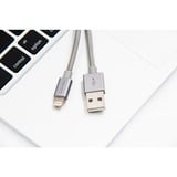 Nevox 1528 Lightning kabel 1 m Sølv Sølv/grå, 1 m, Lightning, USB A, Sølv, Lige, Lige