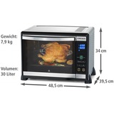 Rommelsbacher BGE 1580/E toaster ovn 30 L 1580 W Sort, Rustfrit stål Grill, Mini ovn rustfrit stål, 30 L, Sort, Rustfrit stål, Touch, 80 - 230 °C, Rustfrit stål, 120 min.