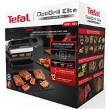 Tefal OptiGrill Elite GC750D30 kontaktgrill Sølv/Sort, Sort, Rustfrit stål, Plast, Rektangulær, Berøring, 600 cm², 300 x 200 mm