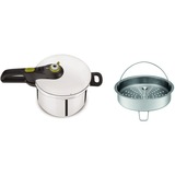 Tefal P2530738 trykkoger til komfurtop 6 L Sort, Rustfrit stål, Potte rustfrit stål/Sort, 6 L, Keramisk, Gas, Halogen, Induktion, Forseglet plade, Sort, Rustfrit stål, 22 cm, Rustfrit stål, 6 person(er)