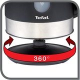 Tefal Snow KO3308 elkedel 1,7 L 2400 W Sort rustfrit stål/Sort, 1,7 L, 2400 W, Sort, Vandmåler, Ledningsfri, Filtrering