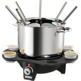 Unold 48645 fonduegryde og wok 1,5 L 8 person(er) Sølv/Sort, 8 person(er), 1,5 L, Sort, Sølv, Rund, Rustfrit stål, Dreje