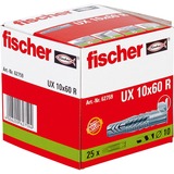fischer 062759 skrueanker og vægudtag 25 stk 6 cm, Dyvel Lys grå, Grå, 6 cm, 1 cm, 7,5 cm, 6 mm, 8 mm