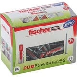 fischer Dübel DUOPOWER 5x25 S LD, Dyvel Lys grå/Rød