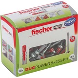 fischer Dübel DUOPOWER 5x25 S PH LD, Dyvel Lys grå/Rød