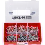 fischer FixTainer-DUOPOWER + Skrue, Dyvel Lys grå/Rød