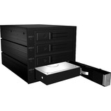 ICY BOX IB-564SSK 3x 5,25" Opbevaring drev bakke Sort, Monteringsrammen Sort, 3x 5,25", Opbevaring drev bakke, 2.5", SATA, SATA II, SATA III, Serial Attached SCSI (SAS), Sort, Aluminium