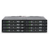 Icy Dock MB998IP-B drive bay panel Sort, Monteringsrammen Sort, Sort, Metal, 5,7 mm, 2 blæser(e), 4 cm, 6 Gbit/sek.
