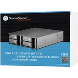 SilverStone FS204 disk array Sort, Indramning Sort, SATA, Serial ATA II, Serial ATA III, 2.5", 670 g, Sort