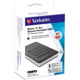 Verbatim Store'n'Go ekstern harddisk 1 TB USB Type-C Sort, Sølv Sort/Sølv, 1 TB, Sort, Sølv