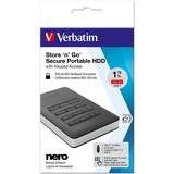 Verbatim Store'n'Go ekstern harddisk 1 TB USB Type-C Sort, Sølv Sort/Sølv, 1 TB, Sort, Sølv