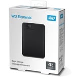 WD WD Elements Portable ekstern harddisk 4000 GB Sort Sort, 4000 GB, 2.5", 3.2 Gen 1 (3.1 Gen 1), Sort