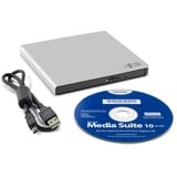 Hitachi-LG Data Storage Slim Portable DVD-Writer optisk diskdrev DVD±RW Sølv, ekstern DVD-brænder Sølv, Sølv, Bakke, Desktop/notebook, DVD±RW, USB 2.0, 60000 t, Detail