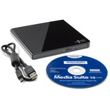 Hitachi-LG Data Storage Slim Portable DVD-Writer optisk diskdrev DVD±RW Sort, ekstern DVD-brænder Sort, Sort, Bakke, Desktop/notebook, DVD±RW, USB 2.0, 60000 t, Detail