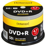 Intenso 4111155 tom DVD 4,7 GB DVD+R 50 stk, DVD tomme medier DVD+R, 120 mm, Kageæske, 50 stk, 4,7 GB