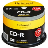 Intenso CD-R 700MB 50 stk, Cd'er 52x, CD-R, 120 mm, 700 MB, Kageæske, 50 stk