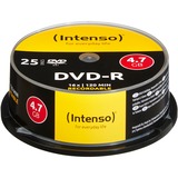 Intenso DVD-R 4.7GB, 16x 4,7 GB 25 stk, DVD tomme medier 16x, DVD-R, 120 mm, Kageæske, 25 stk, 4,7 GB
